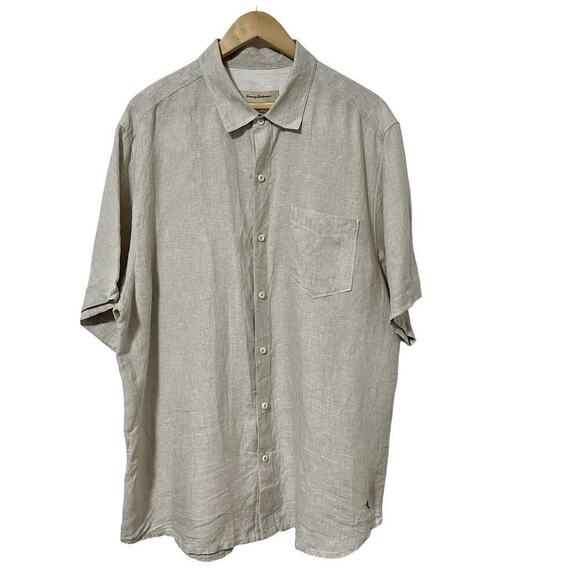 Tommy Bahama Men's Linen Button Down Shirt Size XL Beige Neutral Beach Travel - Picture 1 of 7